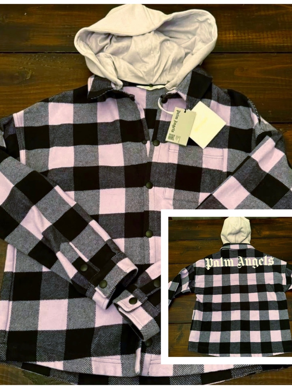 Palm Angels Checked Plaid Hooded Flannel
